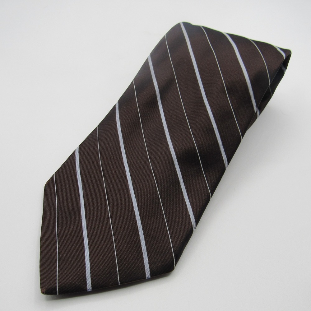 Brooks Brothers Tie Mens OS Brown Irregular Silk Repp Stripe Made in USA